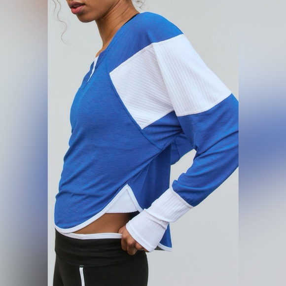 NWT FP Movement by Free People Spotlight Long Sleeve Layer - Athlete Blue Combo - Picture 2 of 8